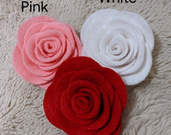 Hand Made Rose Dog Collar Accessory, Rose Felt Flower