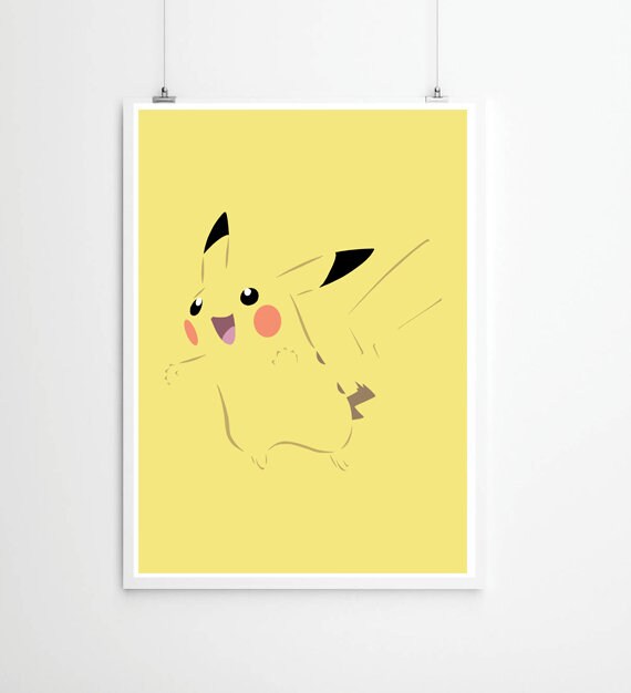 Pikachu Poster Pikachu Poster Minimalist Poster Pikachu Print Pikachu Minimal Print Pikachu Wall Art Pikachu Art