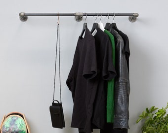 Garderobenstange Industrial-schwarz  | Wand Kleiderstange | Garderobe | Kleiderstange aus Stahl | Anthrazit