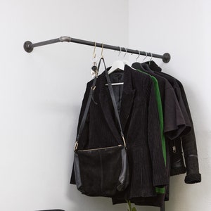 Corner clothes rail Jules "Dark Wave" industrial black | Corner wardrobe L-shaped clothes rail Corner clothes rail | Dark grey Black grey