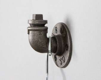 Coat hook Bram "Dark Wave" in industrial style | Wall hooks |  Metal coat hooks | Key hooks made of malleable cast iron | Grey