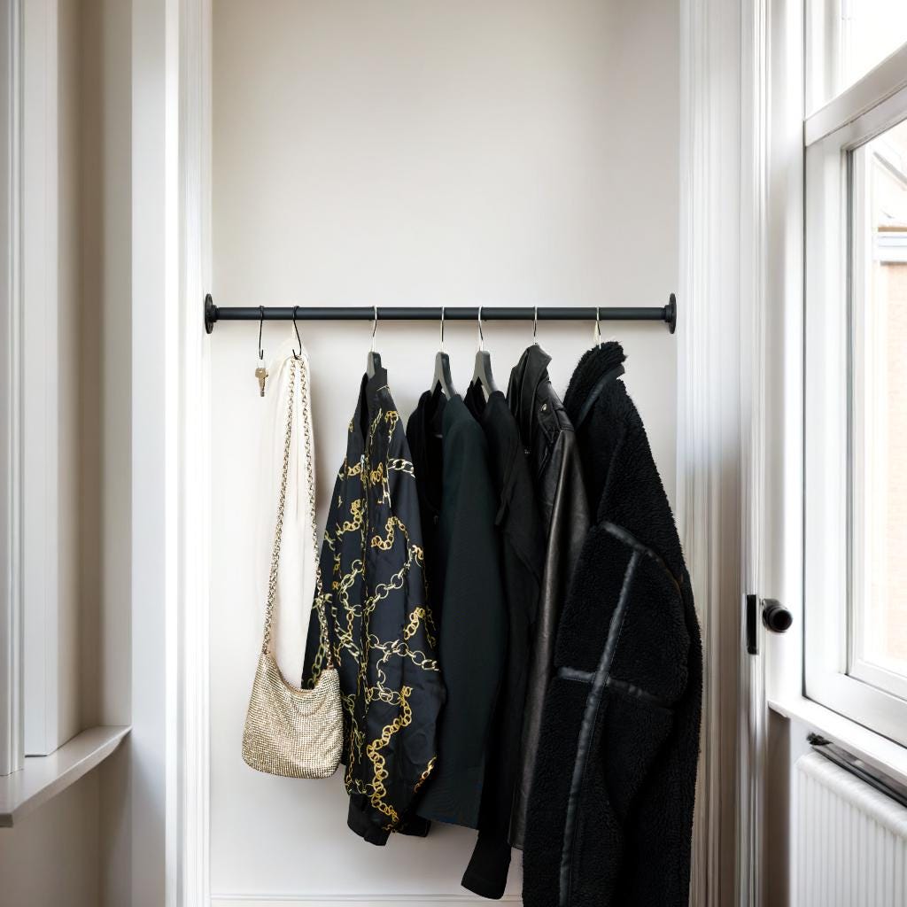 Clothes rail niche in black - Maja Jet Black - matt powder coating