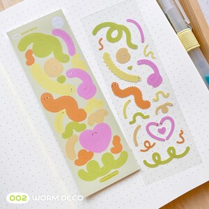 Foglio di adesivi decorativi a forma di verme / mini adesivi a nastro per il journaling kpop