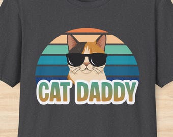 Retro Calico Cat Daddy T-Shirt - Gift for Cat Dads