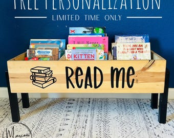 Large Wooden Book Bin: Montessori Toy Storage & Organizer