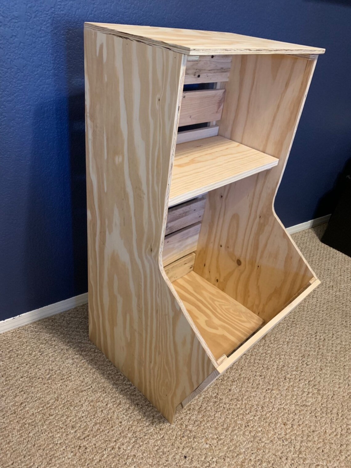 Wooden Toy Box Organizer With Book Shelf Etsy