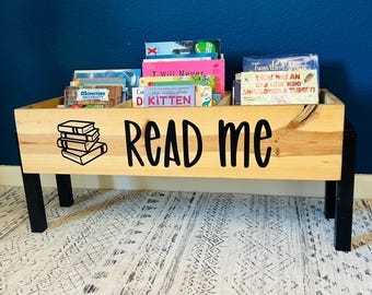 Large Wooden Book Bin: Montessori Toy Storage & Organizer