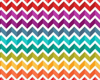 Bright Rainbow Chevron PUL Waterproof Fabric, Half yard, Fat Quarter