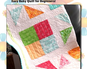 Windy 4-Patch Digital Quilt Pattern, Beginner Friendly, Easy Baby Quilt