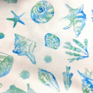 Sea Shells PUL Waterproof Fabric, Half yard, Fat Quarter