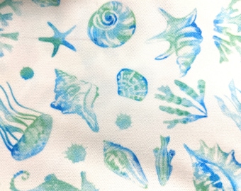 Sea Shells PUL Waterproof Fabric, Half yard, Fat Quarter