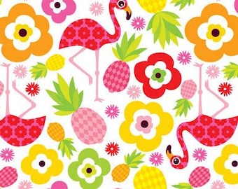 Bright Flamingos PUL Waterproof Fabric, Half yard, Fat Quarter