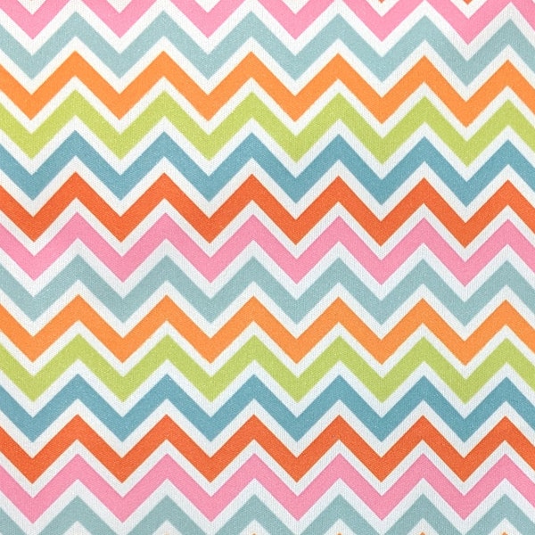 Pink, Lime, Orange, Light Blue Chevron PUL Waterproof Fabric, Half yard, Fat Quarter