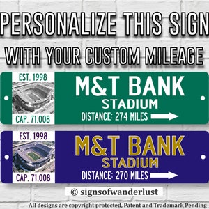 M&T Bank Stadium | Baltimore Ravens | Custom Street Sign | Personalize Distance to M and T stadium | Baltimore Fan | Ravens Fan | Football