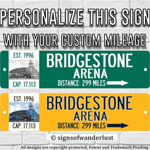 Bridgestone Arena | Nashville Predators | Custom Street Sign | Personalize Distance to Bridgestone Arena | Preds Fan | Nashville Fan