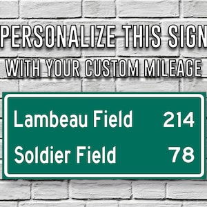 Green Bay Packers | Chicago Bears | House Divided |  Custom Highway Sign | Personalize Distance | Packers | Bears | Rivalry | Football