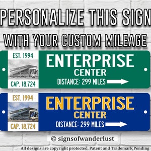 St. Louis Blues | Enterprise Center | Custom Highway Sign | Personalize Distance to Enterprise Center | St. Louis Fan | Blues Fan | NHL