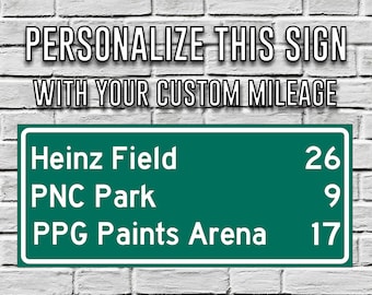 Heinz Field PNC Park PPG PaintsArena | Pittsburgh Steelers Penguins Pirates | Distance Sign | Mileage Sign | Highway Sign