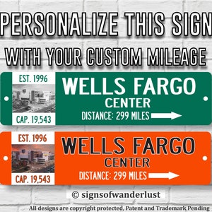 Wells Fargo Center | Philadelphia Flyers | Custom Street Sign | Personalize Distance to Wells Fargo Center | Philly Fan | Flyers Fan