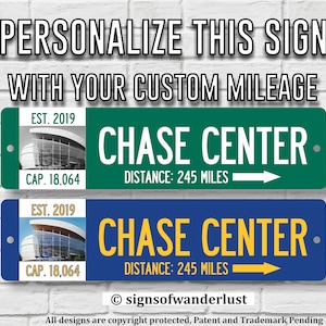 Chase Center Custom Street Sign for Golden State Warriors Fan, Personalize Distance to Stadium, San Francisco Fan, Warriors Fan, Basketball