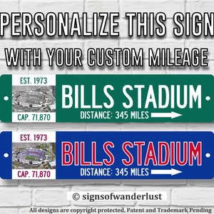 BUFFALO BILLS | Bills Stadium | Custom Highway Sign | Personalize Distance to Bills Stadium | Buffalo Fan | Bills Fan |