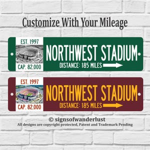 Northwest Stadium Custom Street Sign for Washington Commanders Fan, Personalize Distance to Northwest Stadium, Commanders Fan, DC, Football