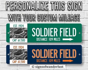 Soldier Field | Chicago Bears | Custom Street Sign | Personalize Distance to Soldier Field | Chicago Fan | Bears Fan | Football