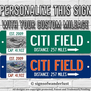 Citi Field | New York Mets | Custom Street Sign | Personalize Distance to Citi Field | New York Fan | Mets Fan | Baseball