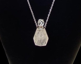 Quartz Gemstone Bottle Necklace, Perfume Bottle or Cremation Necklace