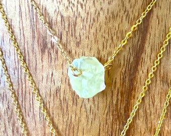 Aquamarine Crystal Necklace, March Birthstone, Gemstone Layering Necklace, Raw Gemstone Necklace