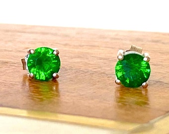 Emerald Green Stud Earrings, May Birthstone Earring,