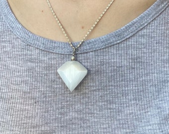 Selenite Necklace, Selenite Pendant, Healing Stone, Cleansing Crystal