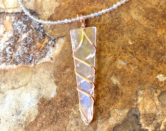 Quartz Necklace, Labradorite Necklace, Crystal Point Pendant, Ladies Necklace, Love Necklace