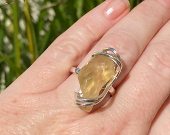 Sterling Silver Libyan Desert Impact Glass Ring