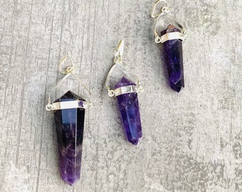 Amethyst Crystal Pendant, Amethyst Necklace, February Birthstone, Point Crystal, Amethyst Pendant, Protection stone