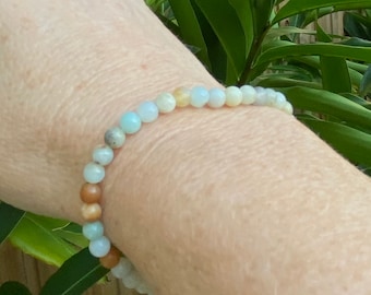 Dainty Amazonite Bead Bracelet, Gemstone Bead Bracelet, Energy Bracelet, Healing Bracelet,  Stacking bracelet, Love Bracelet