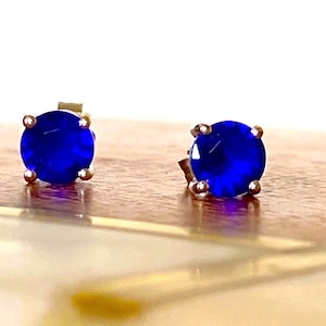 Sapphire Blue Stud Earrings, September Birthstone