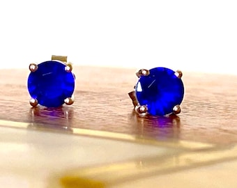 Sapphire Blue Stud Earrings, September Birthstone