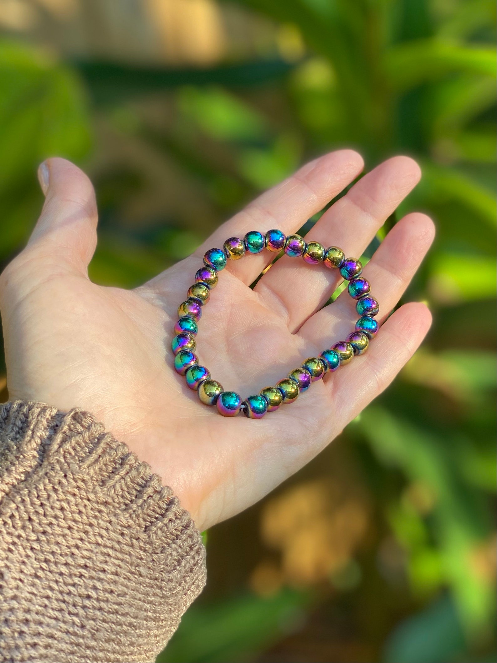 8m Rainbow Hematite Earring Ball Stud Earring Hematite Bead Etsy