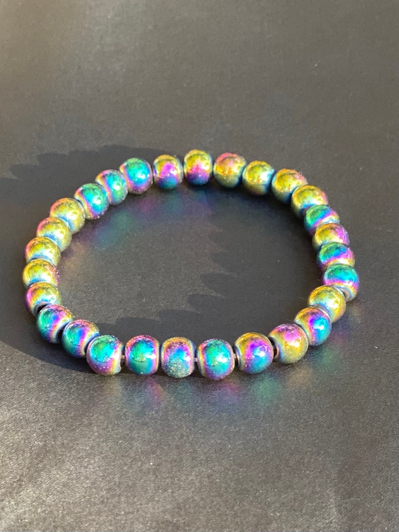 8m Rainbow Hematite Earring Ball Stud Earring Hematite Bead Etsy