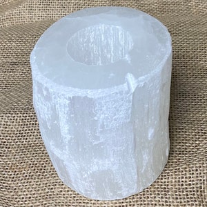 Selenite Candle Holder - Large- Selenite crystal candle holder votive altar satin spar gypsum