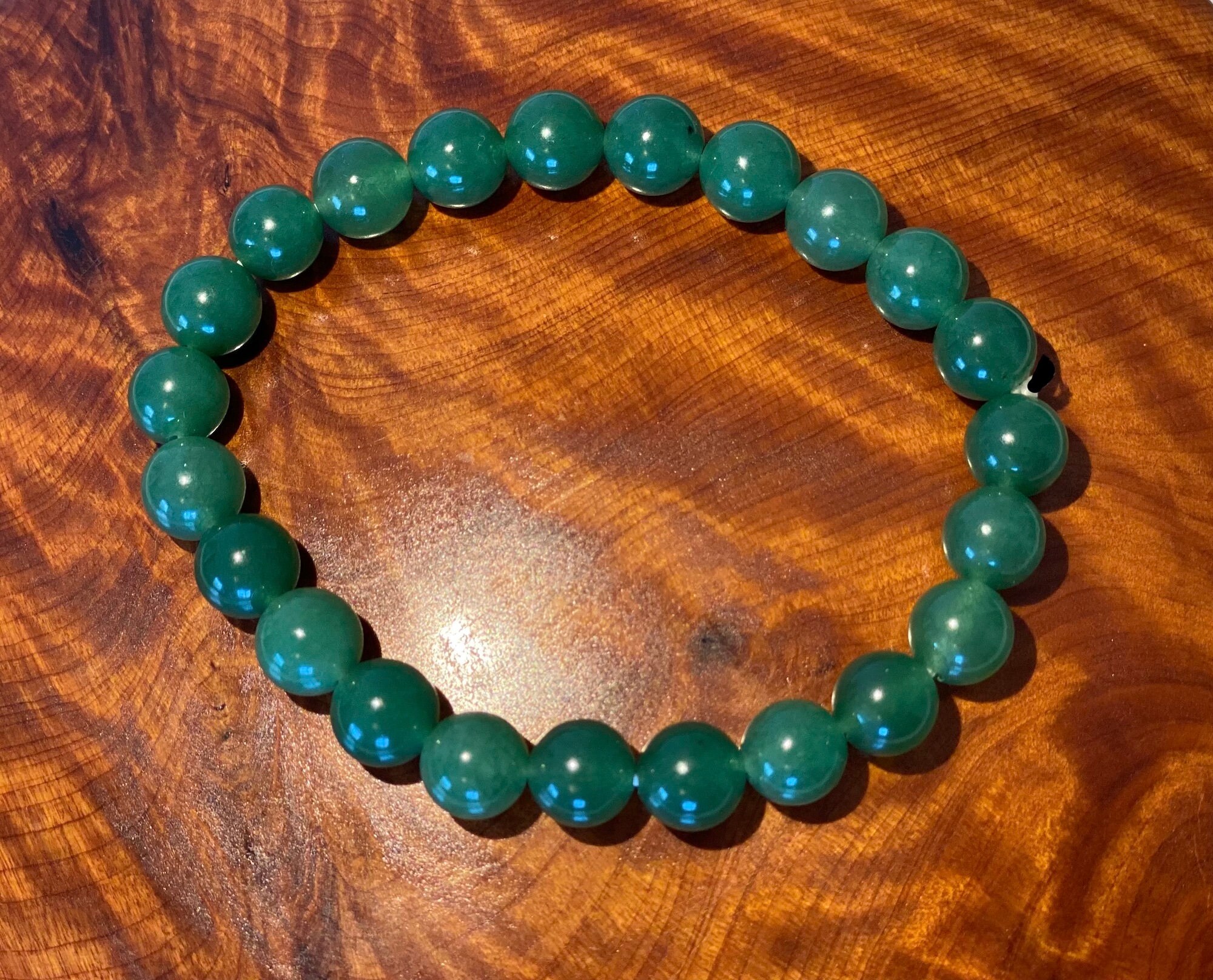 AAA 8m Dark Green Jade Bead Bracelet Gemstone Bead Bracelet | Etsy