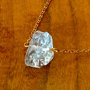 Blue Topaz Crystal Necklace, December Birthstone, Gemstone Layering Necklace, Raw Gemstone Necklace