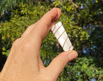 Selenite Necklace, Selenite Pendant, Rose Gold Necklace, Healing Stone, Cleansing Crystal