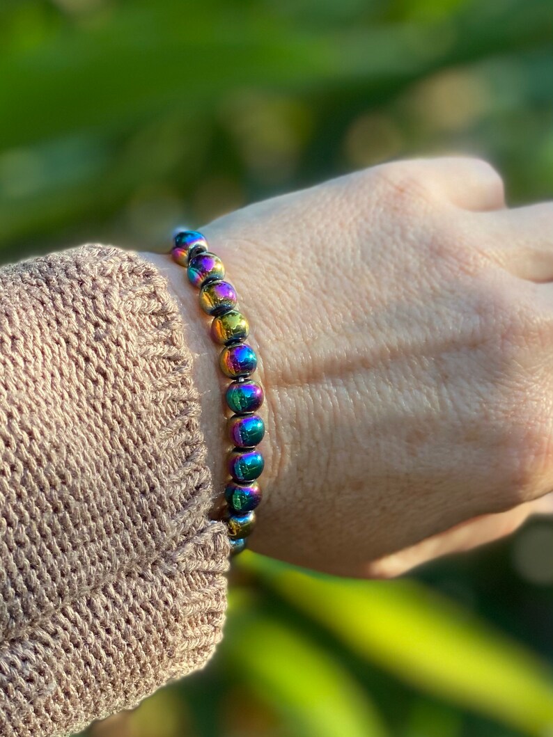 8m Rainbow Hematite Earring Ball Stud Earring Hematite Bead Etsy