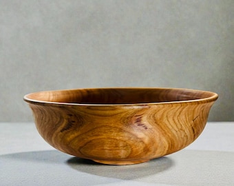 Handmade Solid Cherry Wooden Salad Bowl, Reclaimed Serving Dish