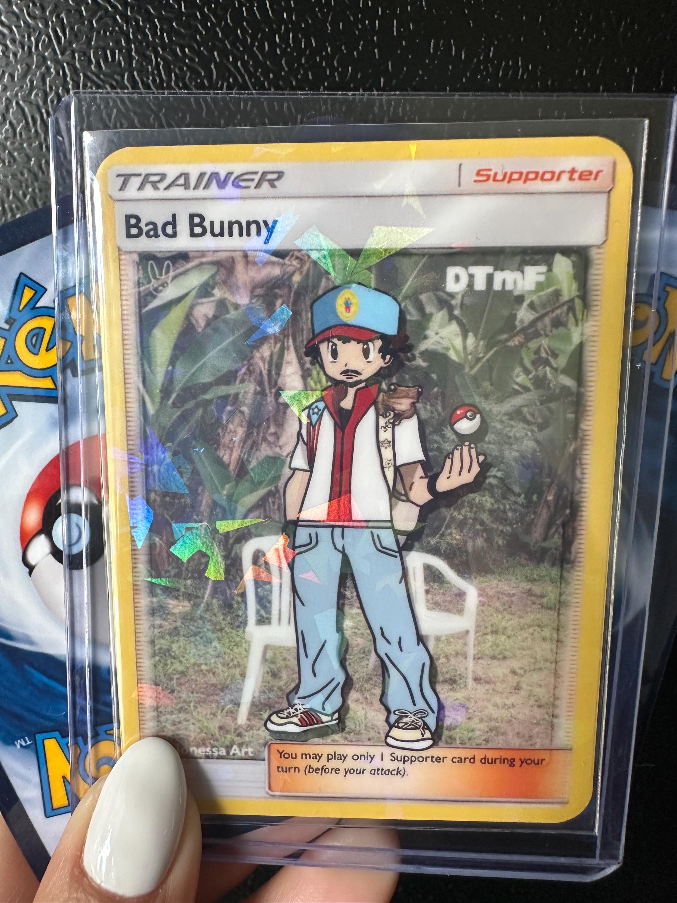 bad bunny pokemon card Bad Bunny Trainer DTMF Holographic Pokemon Card