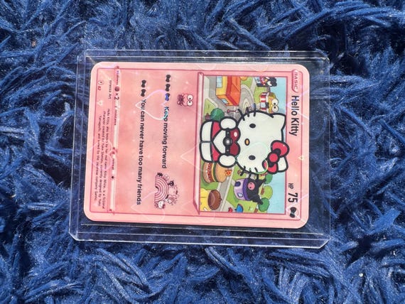Hello Kitty Holographic Pokemon Card - Etsy Hello Kitty Holographic Pokemon Card - Etsy