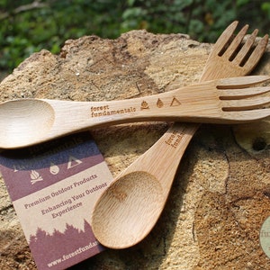 4x Reusable Bamboo Eco-Friendly Spork | Bushcraft, Camping, Travel Spork | Zero Waste Product | Sustainable Travel