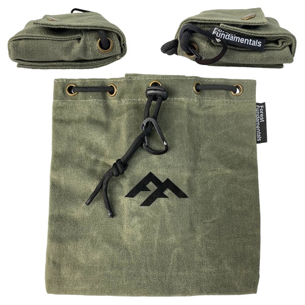 Pochette Artisan Forager Pouch™ | Pochette ceinture pliante | Toile cirée faite main | Recherche de nourriture, Tinder, Bushcraft, Randonnée pédestre | Possibles, utilitaire, sac de craie